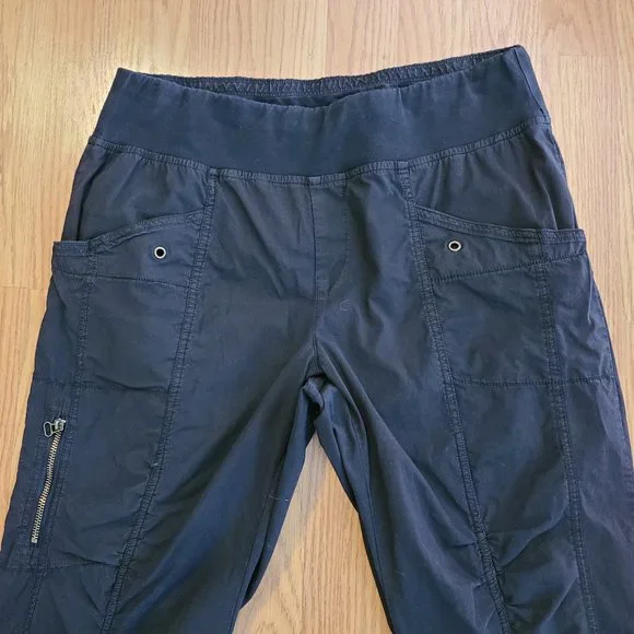 CORE WEARABLES XCVI IRIS cropped ruched black stretch cotton pants sz L - Picture 3 of 7